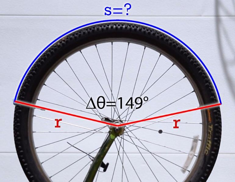 Flipping Phyic Lecture Nte: Intrductry Arc Length Prblem Gum n a Bike Tire Example Prblem: Hw far de a piece f gum tuck t the utide f a 67 cm diameter wheel travel while the wheel rtate thrugh 149?