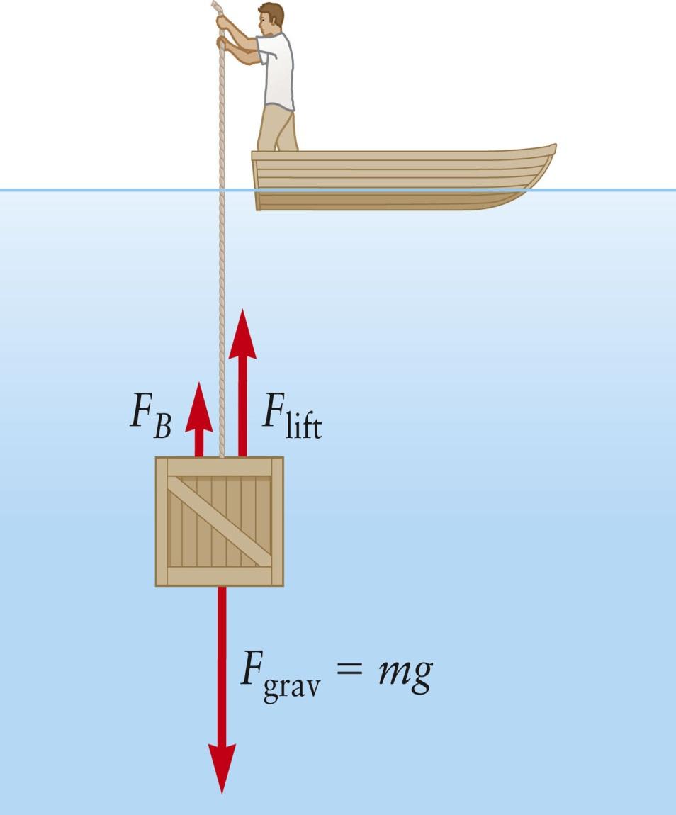 Example: Archimedes Principle, Apparent Weight The minimum force required to lift a submerged object is called the apparent