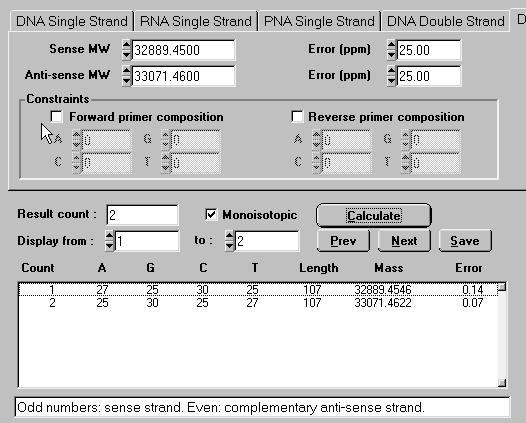 Exact Mass Measurements of Both Strands Facilitates Unambiguous Base Composition Determination ppm 0-25 50 100