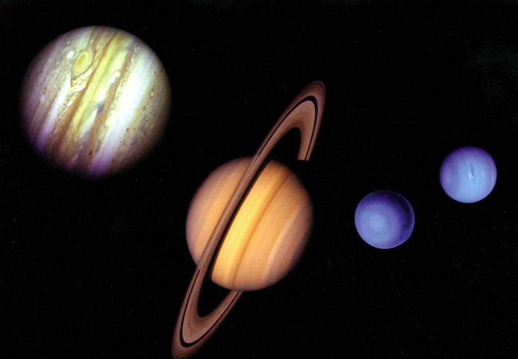 Gas Giants are massive planets with thick atmospheres.