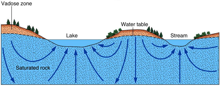 Rivers & Streams: Basics Water Table: Surface that is the contact between saturated and unsaturated zones.