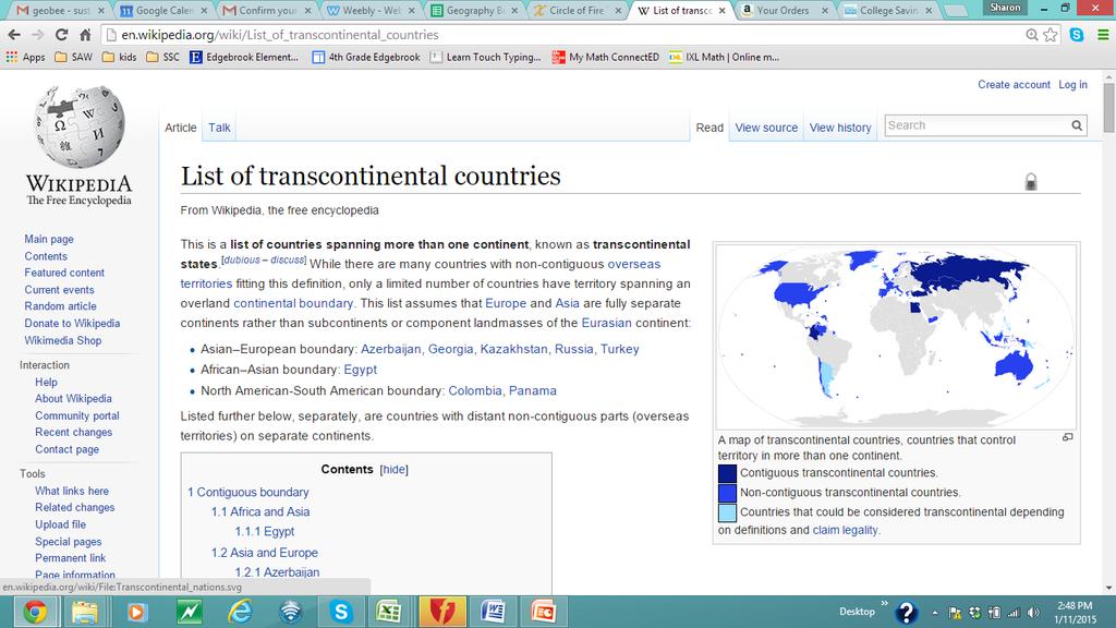 Transcontinental countries disputed Source: http://en.