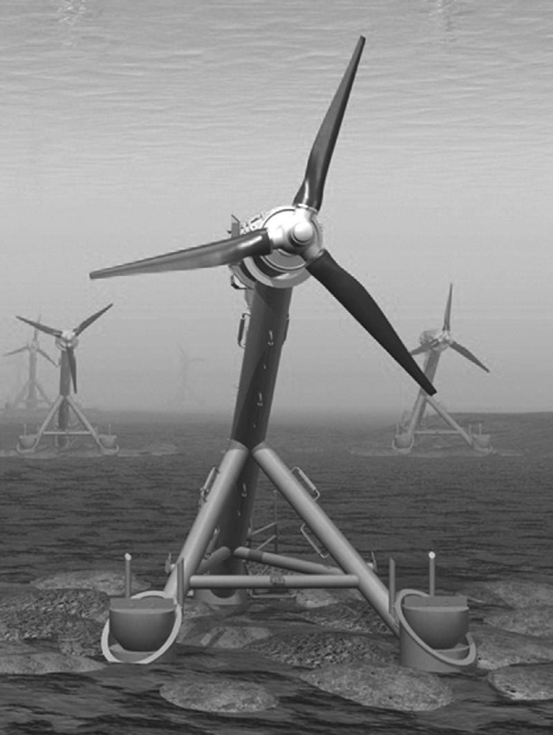 . An HS000 tidal powered electricity generator is installed on the sea bed close to Orkney. The generator is shown in Figure. Figure The blades of the turbine are 7 8 m long.
