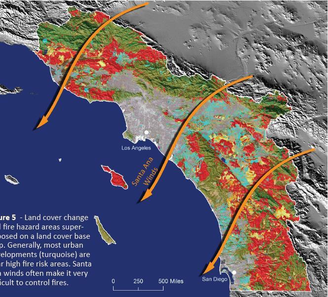 Assessing Fire Hazard Risk in Southern California Increased fire risk due to drought and encroaching development Examined land cover change over