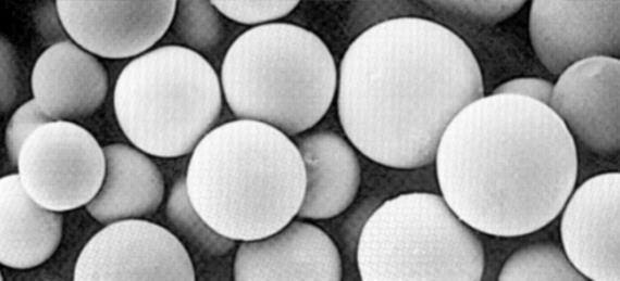 (spherical particles)- Nova-Pak Colloidal silica spheres fused into chromatographic particle lgel 1 Process: