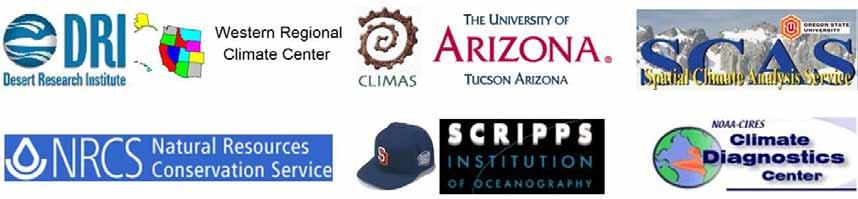 More history Initial meeting took place in Tucson January 2003 Western Mapping Consortium Formed Co-chairs: Andrew Comrie, Kelly Redmond, Chris Daly Membership University of Arizona Climate