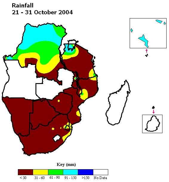 Country with the highest rainfall over this period (>150mm):