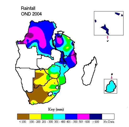 OND TOTALS Overall, most of the SADC region experienced largely normal rains