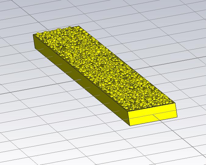 64 Figure 4.10. Close-up image of the rough stripline model used in simulation It is important to note that the surface profile simulated in CST is not entirely realistic.