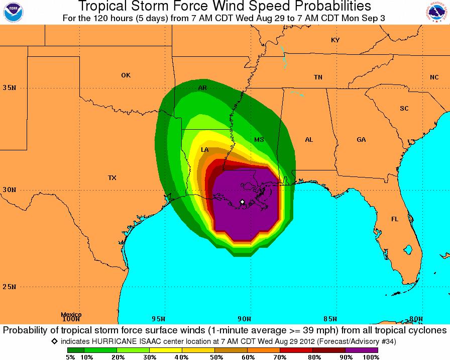 National Center Wind Speed Probabilities -Force Wind Probabilities ( 40 mph (65 kph)) Impact