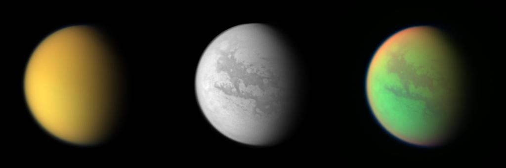 48 Peering through the Smog at Titan Small particles block short wavelength light but permit longer wavelengths
