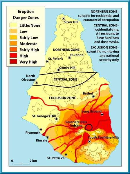 2 Volcanic Risks Volcanoes A volcanic risk map for Montserrat was