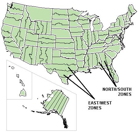 U.S. State Plane Coordinate System Each U.S. state composed of one or more zones Zones trend