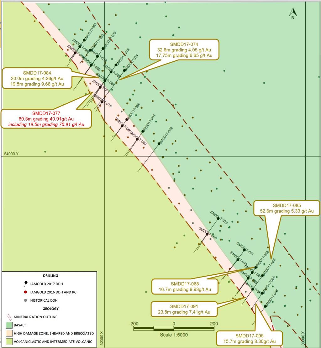 Figure 1: Saramacca drill hole plan map and