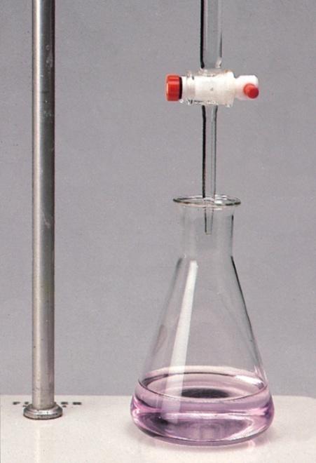 until the chemical reaction between the two solutions is complete. Titrations are based on the acid/base neutralization reaction.