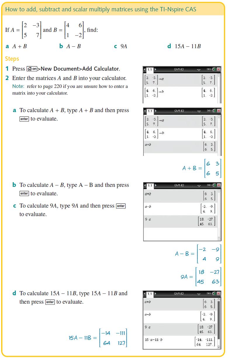 Example 6: Scalar multiplication and subtraction of