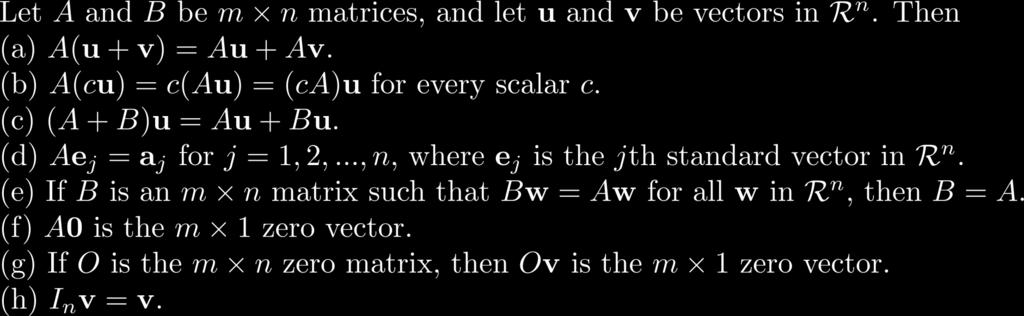 Theorem 1 (Properties of Matrix-Vector Products) Proof
