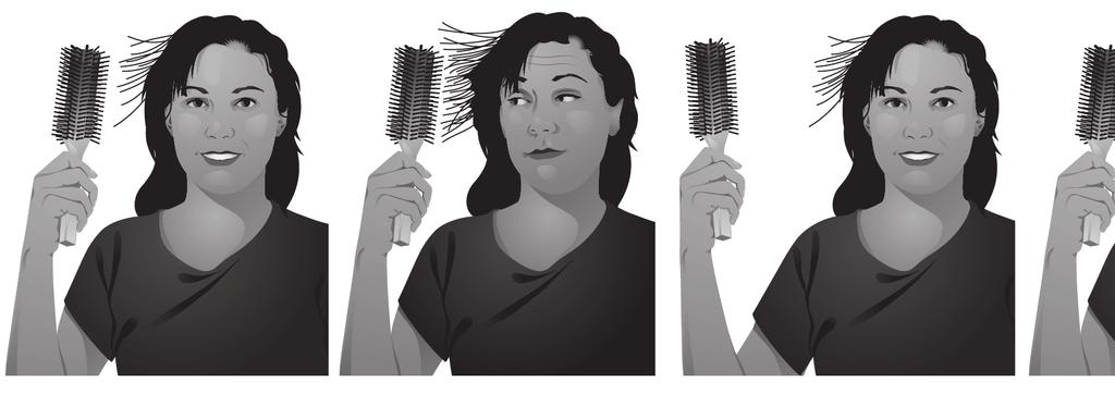 between the objects. For example, when you brush your hair, electrons move from the brush to your hair. This causes the brush and your hair to each have a static charge.