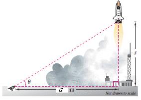 3. A television camera at ground level is filming the lift-off of a space shuttle at a point a = 700 meters from the launch pad (see figure).