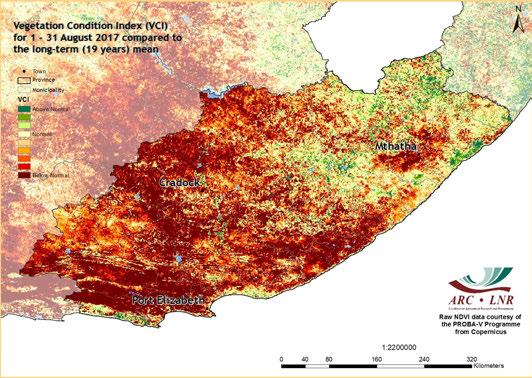The VCI normalizes the NDVI according to its changeability over many years and results in a consistent index for various land cover types.