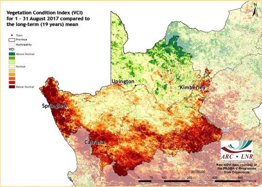 Figure 18 Figure 19: The VCI map for August indicates below-normal vegetation activity