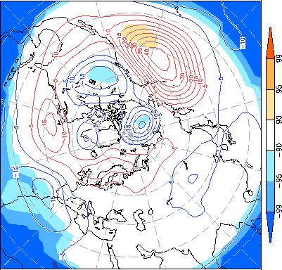 anomalies over the Arctic region Negative anomalies