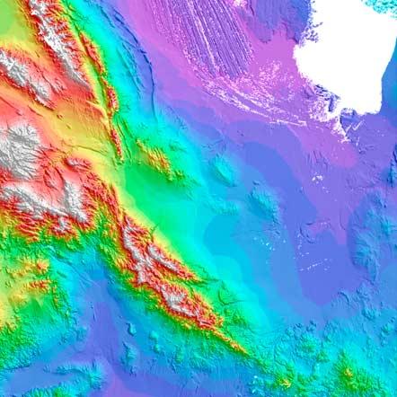 Figure 2. Shaded relief topography and elevation of the region surrounding Bam. Data shown are 3 arc sec data from the Shuttle Radar Topography Mission.