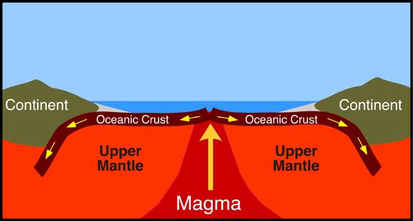 Youngest oceanic crust is at the ridge.