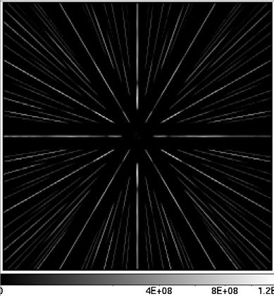 It is computed for each pixel and is shown here for pixels with sufficient illumination from the diffraction spikes.