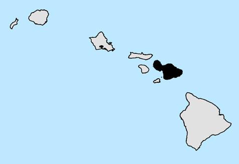 ISLAND OF MAUI MAUI Located about 30 miles NNW of the Island of Hawaiÿi, Maui is the second youngest island in the Hawaiian Chain and roughly one-fifth the size (729 square miles) of the Big Island.