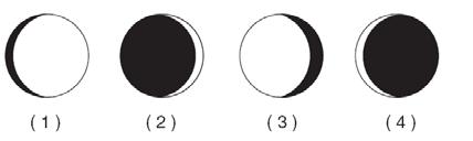 Base your answers to questions 1 through 5 on the diagram below, which represents the Moon orbiting Earth as viewed from space above the North Pole.