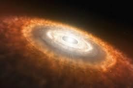 Nebular Hypothesis - Formation of the Sun As the gas (mainly hydrogen) and dust continues to fall toward the center it heats up because gravitational potential energy is converted to kinetic energy.
