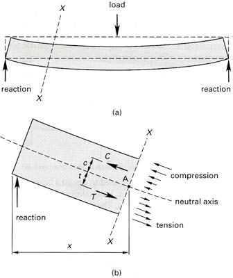 CH. 4 BEAMS & COLUMNS BEAMS Beams Basic theory of bending: internal resisting moment at any point in a beam must equal the bending moments produced by the external loads on the beam Rx = Cc + Tt - If