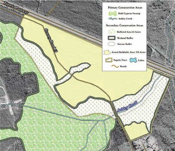 synthesize the overall context of the site. This map shows all primary and secondary conservation areas combined, essentially defining the actual buildable area on the site. (Figure 1.3.a) Figure 1.