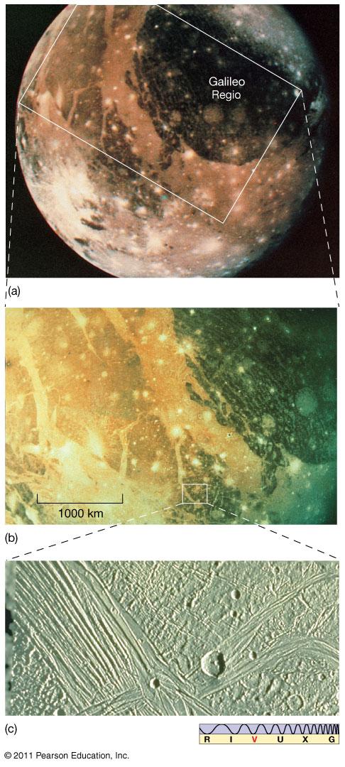 11.5 The Moons of Jupiter Ganymede is the largest moon in the solar system larger than Pluto and Mercury History similar to Earth s Moon, but water ice instead of lunar rock Figure 11-23.