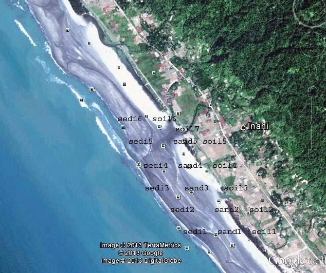 Journal of Nuclear and Particle Physics 2014, 4(2): 69-78 71 Figure 2. Location map of sampling (using Google map) at the Inani Beach, Cox s Bazar, Bangladesh 2.3.