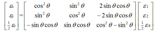 The equations for the transformation of strain are
