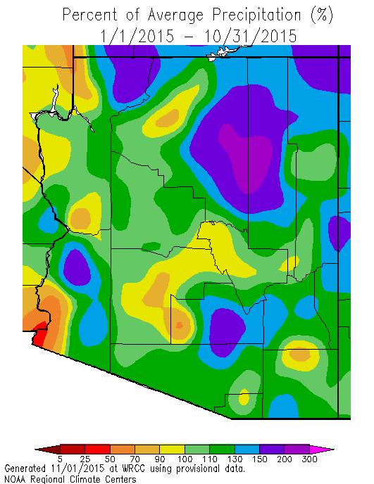 Western Pinal County was cooler than normal.