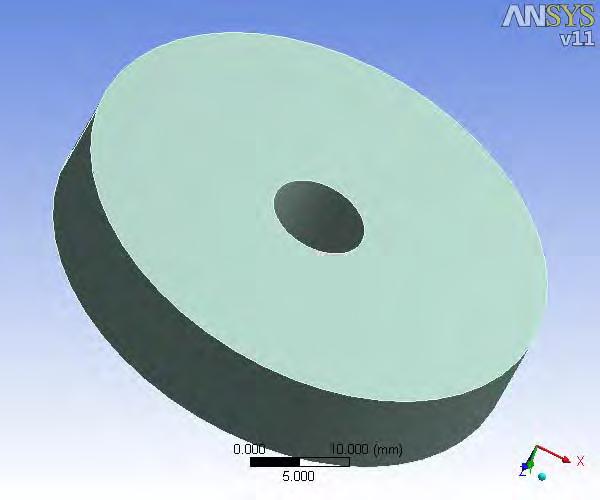 Fig 2 Disc Having Hole At Centre The Timoshenko have deduced the formula for finding the deflection of disc which is as follows Wmax=k1*q*a4/E*h3 It was decided to analyze the disc with hole of the