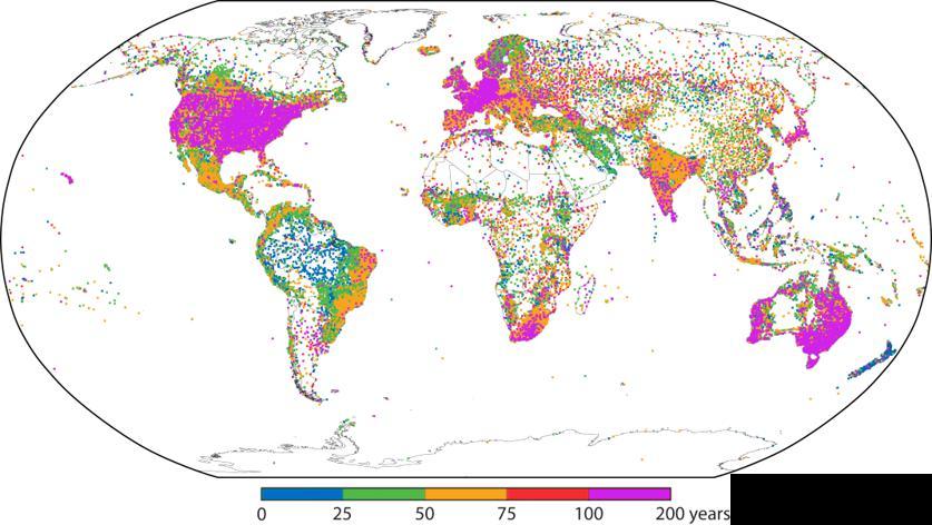 Station distributions for monthly products of the Global Precipitation Climatology Centre Lengths of record for ~75000 stations in GPCC database Increase in station numbers over 7 years is 35-40%