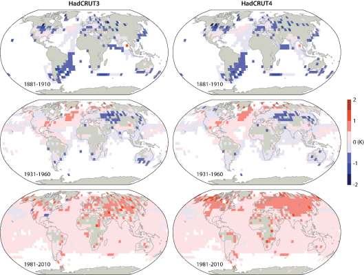 Status of the Global Observing System for Climate 60 to common dependences) from the variability among datasets or within the ensembles used in reanalysis and modelling approaches.