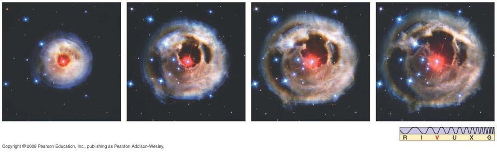 Discovery 20-2: Mass Loss from Giant Stars The sequence below, of actual Hubble images, shows