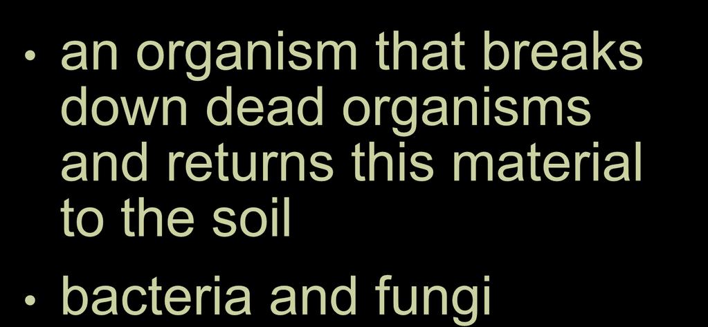 dead organisms and returns
