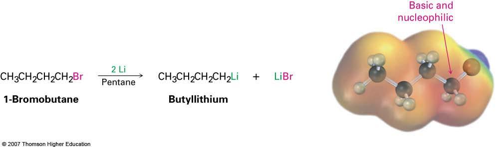 Organometallic Coupling Reactions Alkyllithium (RLi) forms from RBr and Li metal RLi reacts with copper iodide to
