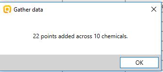 Category Definition Gather data for analogues chemicals 2 3 1 1. An information message about the number of data points pops up. Click OK.