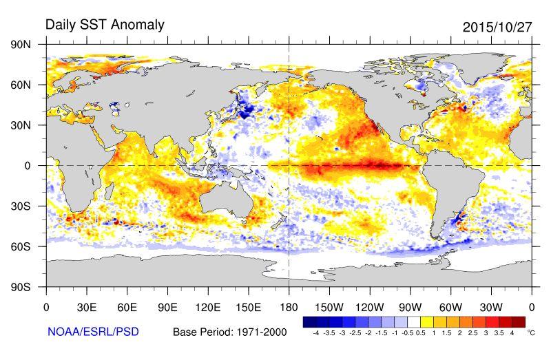 The location of the warmest waters within the tropical Pacific is also a point of significant interest for long range forecasts.