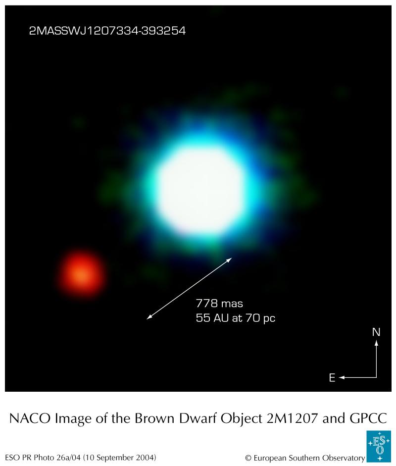 Planet Detection: Direct Imaging 2MASS 1207 3932 B ~ 5 M Jup primary is a young (~10 Myr) brown dwarf discovered with