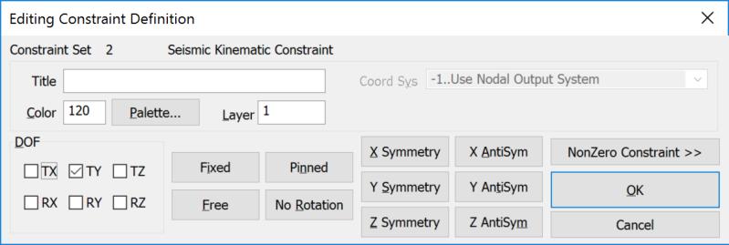 The second constraint set will be used as a kinematics DOF. This is known as a SUPPORT set in Nastran.