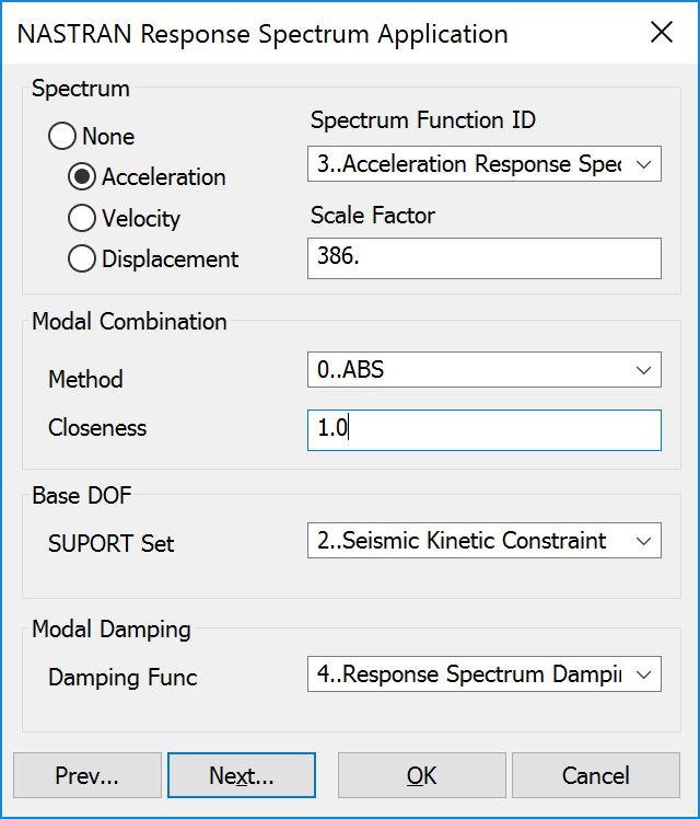 Press Next button once. This is the step that ties all of the functions together. In the Spectrum Spectrum Function ID drop down box, select Acceleration Response Spectrum.