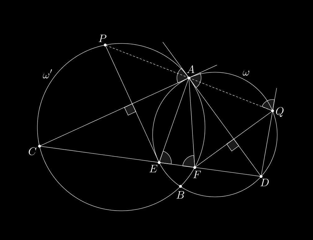 18 Solutions of 3nd Iranian Geometry Olympiad 2016 (Advanced) 1. Let the circles ω and ω intersect in A and B.